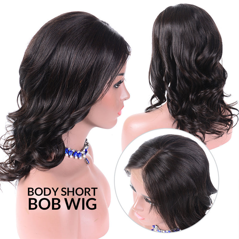 Body Wave Short Lace Front Wigs African American Human Hair Wigs