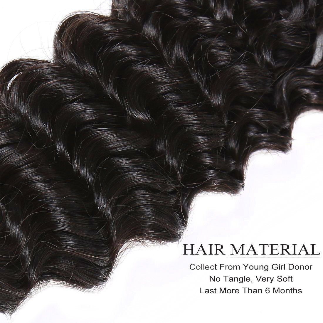 Ustyle Brazilian 3 Bundles Deep Wave 100% Human Virgin Hair With Lace Closure - Ustyle Hair