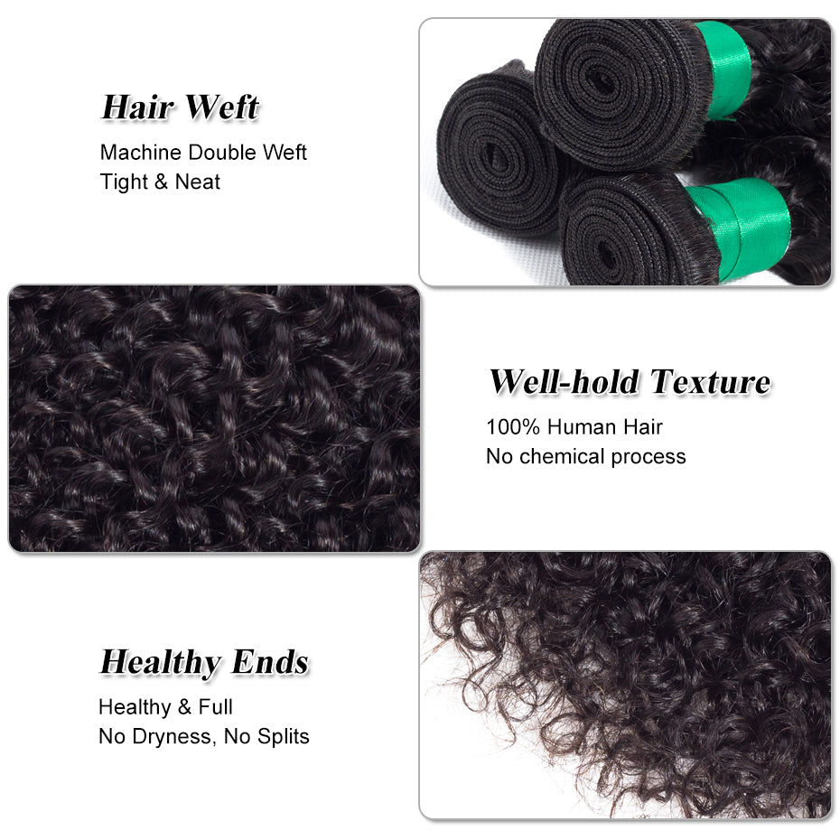 Ustyle 3 Bundles Brazilian Curly Hair 100% Human Virgin Hair With Lace Closure