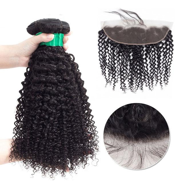 Ustyle 3 Bundles Curly Hair With 13*4 Lace Frontal 100% Human Virgin Hair