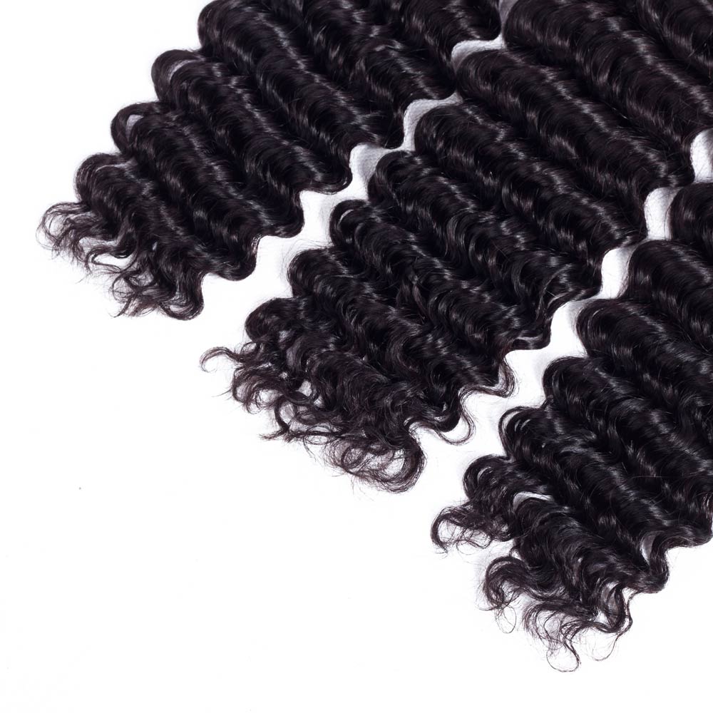 Ustyle Brazilian 3 Bundles Deep Wave 100% Human Virgin Hair With Lace Closure - Ustyle Hair