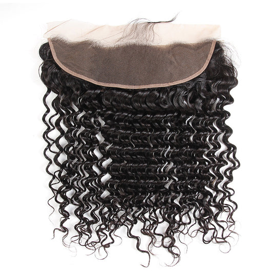 Ear to Ear 13*4 Deep Wave Lace Frontal Closure, 100% Virgin Human Hair