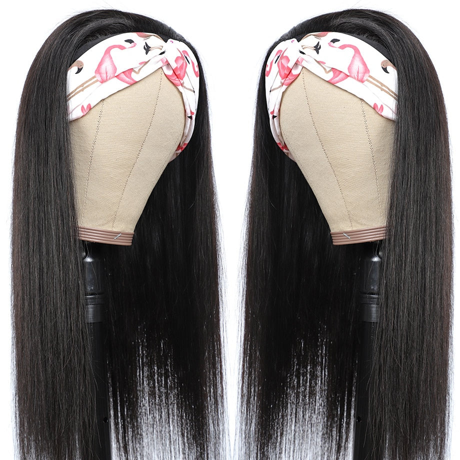 Headband Wig Human Hair Straight Glueless 30 Inch Brazilian Hair Wigs For Black Women Full Machine Made 150% Density