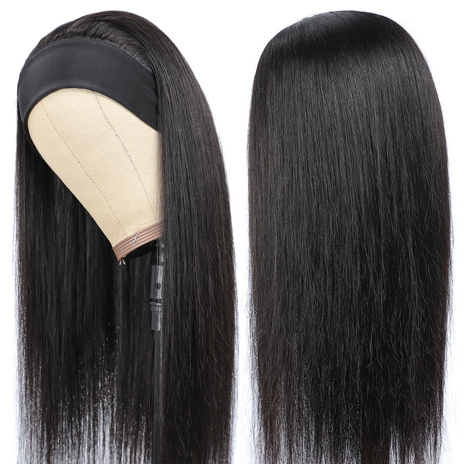 Headband Wig Human Hair Straight Glueless 30 Inch Brazilian Hair Wigs For Black Women Full Machine Made 150% Density