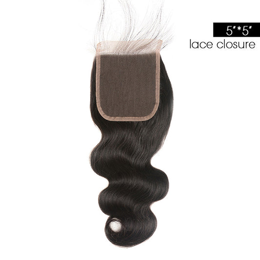 Body Wave Virgin Hair 5x5 lace Closure, Unprocessed Human hair Natural Color