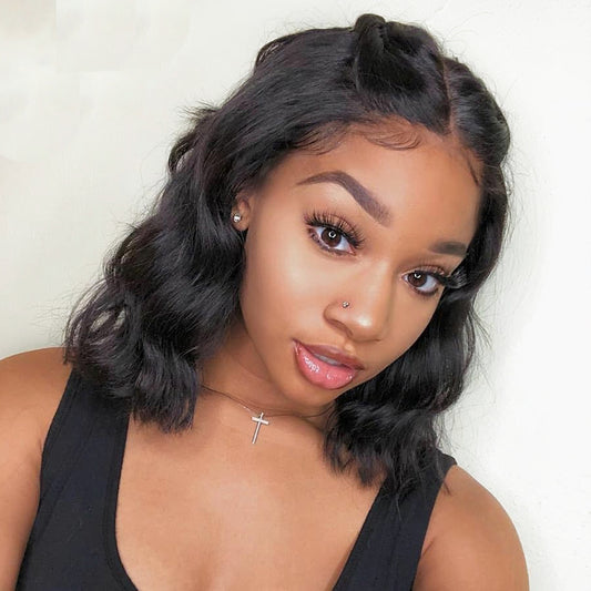 Body Wave Short Lace Front Wigs African American Human Hair Wigs Bob Wigs Affordable Lace Front Wigs