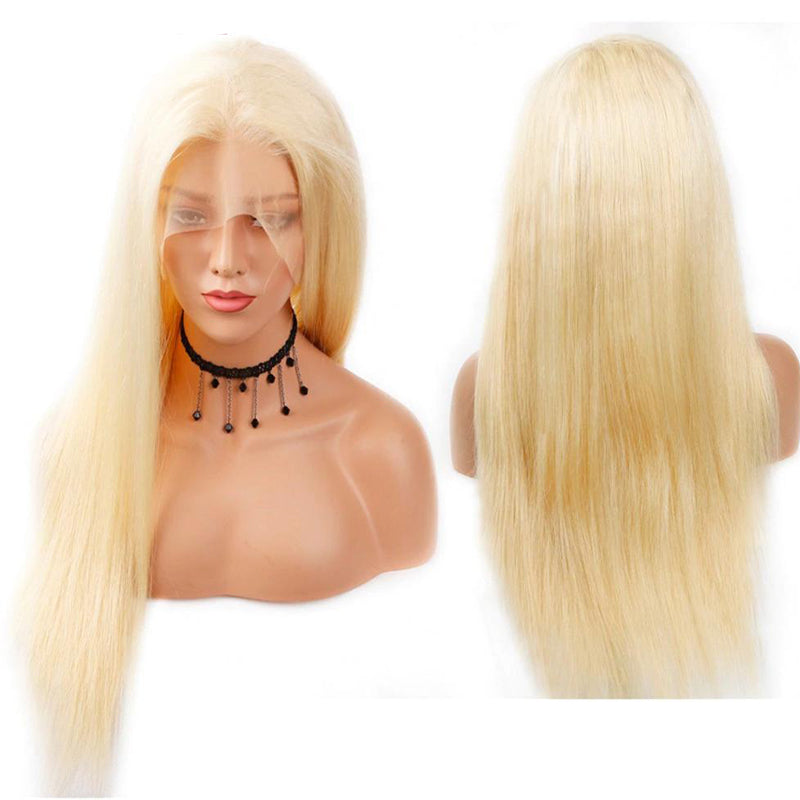 613 Blonde Silky Straight Lace Front Human Hair Wig, 150% Density